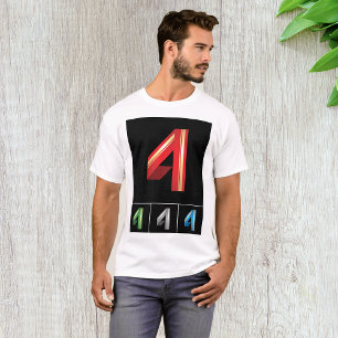 T-shirt Typographie Moderne Numéro 4 Géométrique Élégante