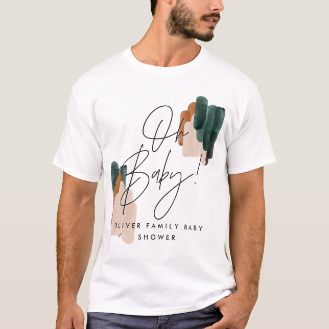 T-shirt Typographie moderne Oh baby shower fête cadeau fav (Devant)