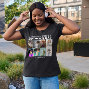T-shirt Typographie moderne Première fête des mères Collag