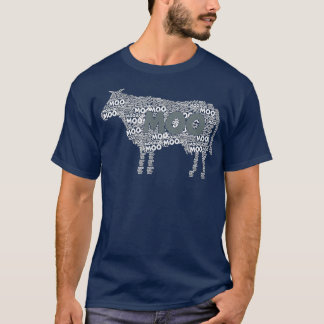 T-shirt Typographie Mot Art Vache Jardinage Vache Moo