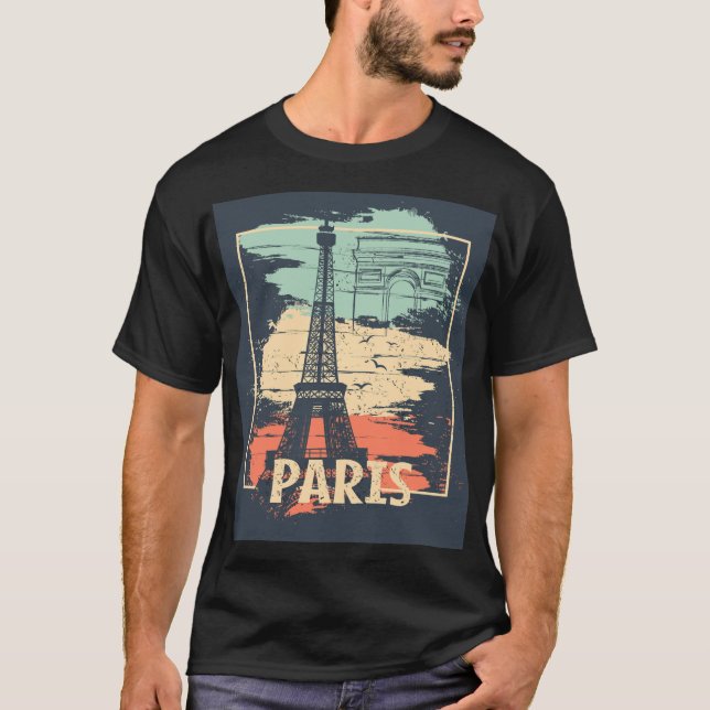 T-shirt Typographie parisienne : affiche Eiffel abstraite. (Devant)