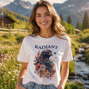 T-shirt Typographie radieuse du faucon floral