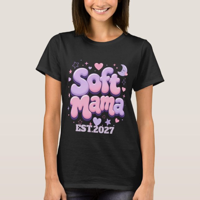 T-shirt Typographie Rétro Douce Maman Bulle  (Devant)
