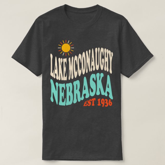 T-shirt Typographie rétro du lac McConaughy Nebraska (Design devant)