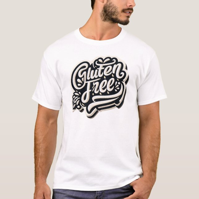 T-shirt Typographie Rétro Sans Gluten Écriture Graphique (Devant)