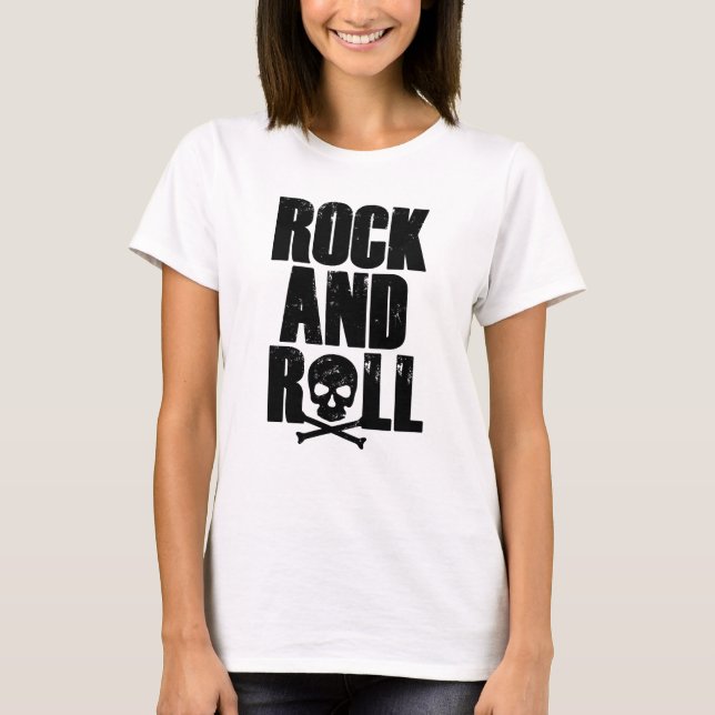 T-shirt Typographie Rock and Roll avec crâne (Devant)