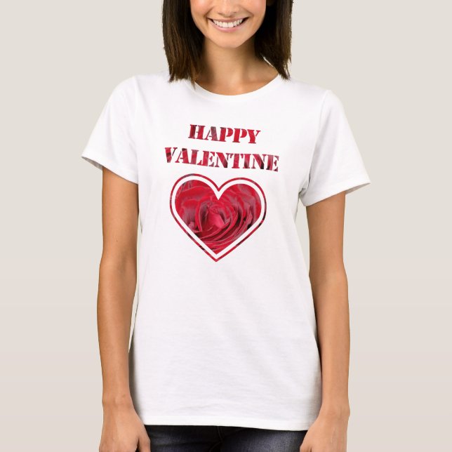 T-shirt Typographie romantique des roses rouges Bonne Sain (Devant)