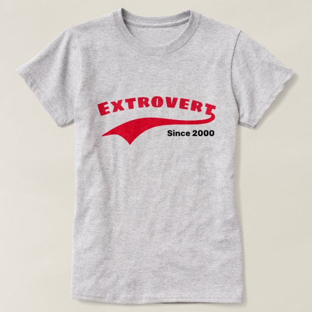 T-shirt Typographie rouge Extrovert Swoosh Date personnali (Design devant)