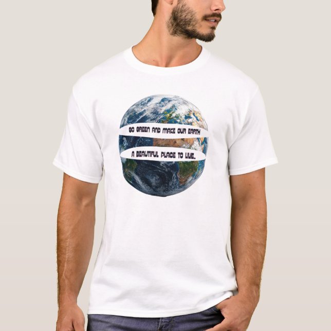 T-shirt Typographie Sauver la Terre Verte Éco-responsable (Devant)