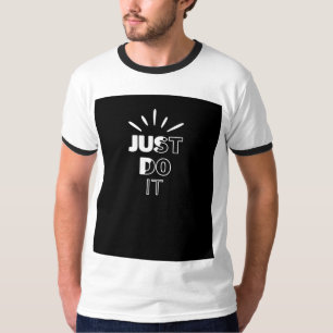 T-shirt Typographie simple en noir et blanc T