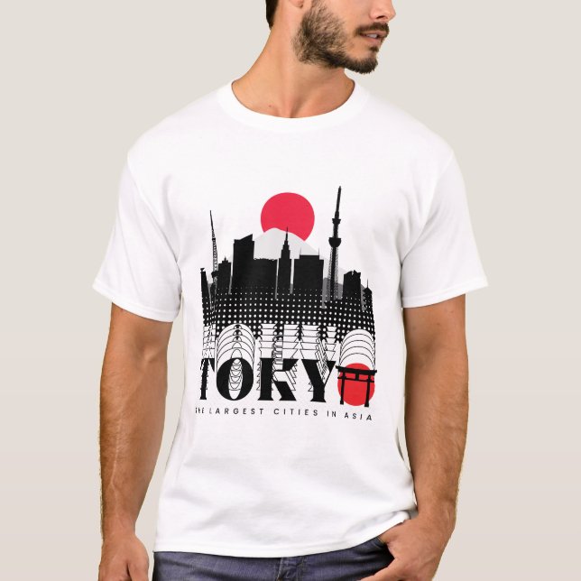 T-shirt Typographie Tokyo Les plus grandes villes d'Asie (Devant)