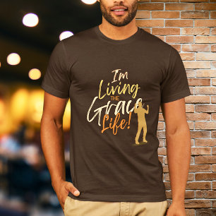 T-shirt Typographie urbaine Brown Je vis la vie grâce