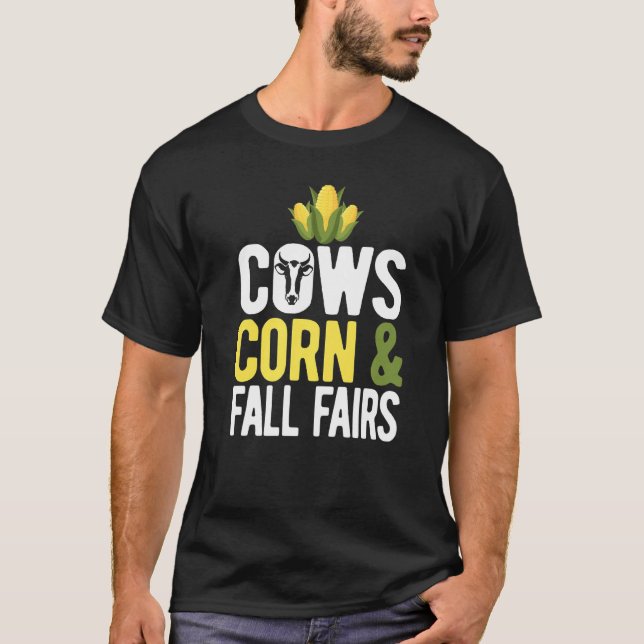 T-shirt Typographie Vaches Maïs Foires D'automne (Devant)
