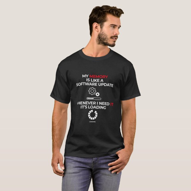 T-shirt typographique amusant - Ma mémoire est en  (Devant entier)