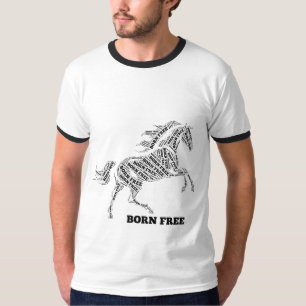 T-shirt typographique Cheval Sauvage Né Libre