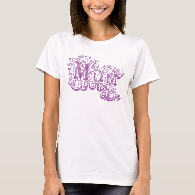 T-shirt typographique violet décoratif pour maman (Devant)