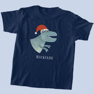 T-shirt Tyrannosaurus Rex Noël Santa Hat Personnalisé