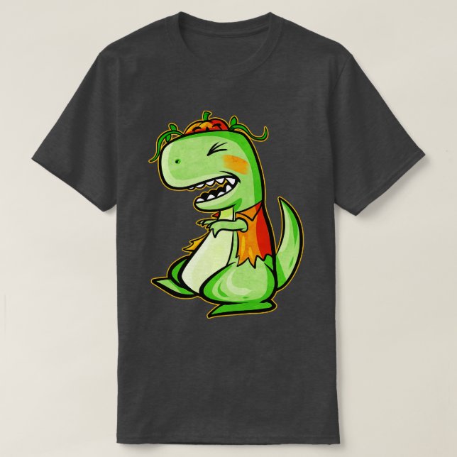 T-shirt Tyrannosaurus Rex TRex Avec Veste Et Citrouille Po (Design devant)