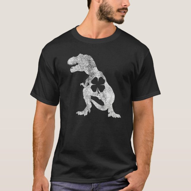 T-shirt Tyrannosaurus T Rex Dinosaur ST PATRICKS DAY Irish (Devant)