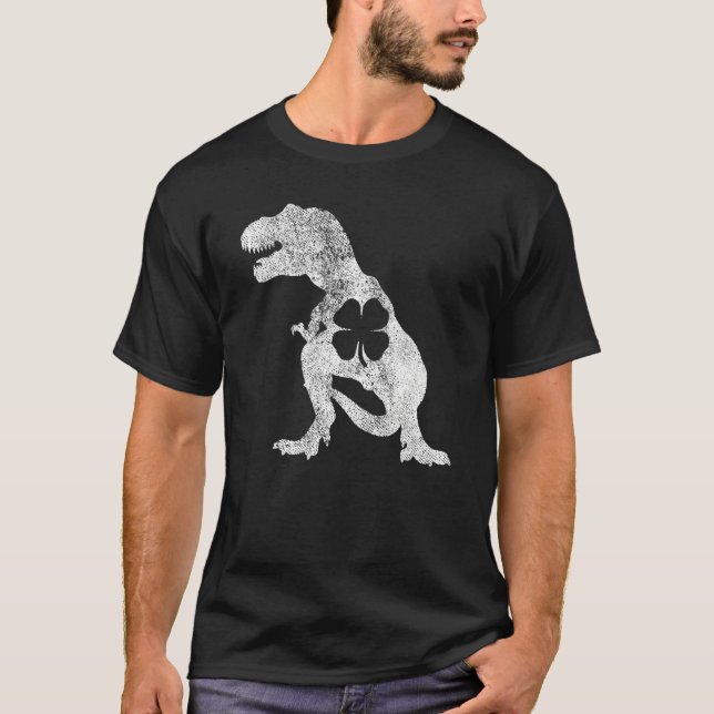 T-shirt Tyrannosaurus T Rex Dinosaur ST PATRICKS DAY Irish (Devant)