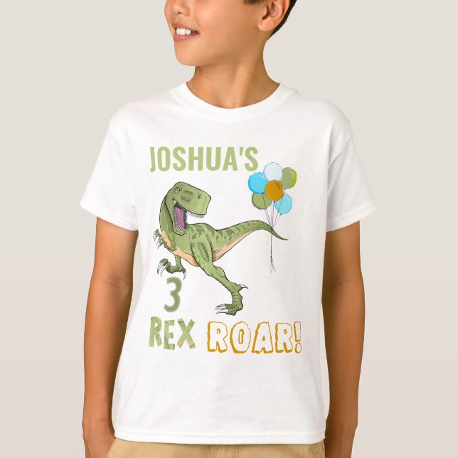 T-shirt Tyrannosaurus Trois Rex Dino 3e anniversaire (Devant)