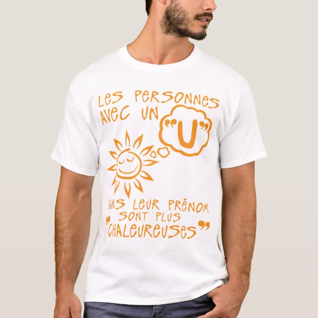 T-shirt u chaleureuse prenom citation lettre personne (Devant)