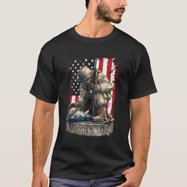 T-shirt U. Drapeau Vétéran Merci Mémorial militaire d'amor (Devant)