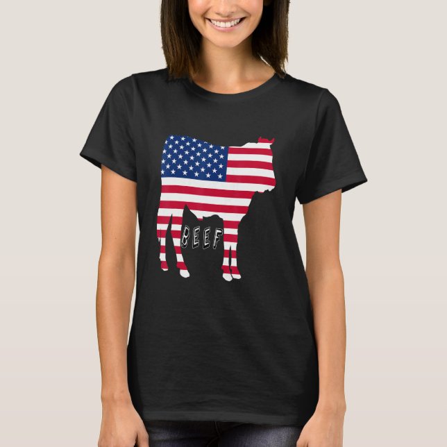 T-shirt U S A Beef Prouve Bull Drapeau Carnivore (Devant)