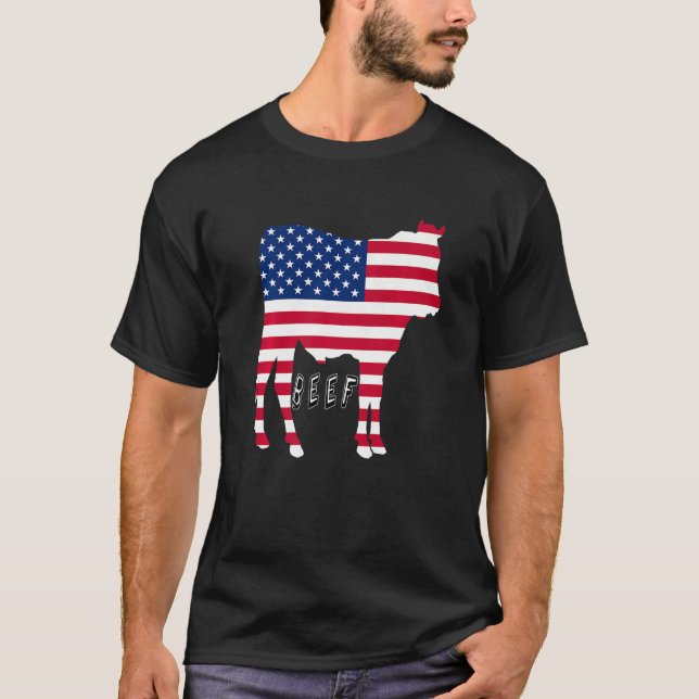 T-shirt U S A Beef Prouve Bull Drapeau Carnivore (Devant)