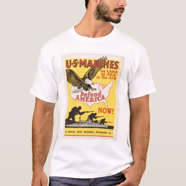T-shirt U.S. Les marines défendent l'Amérique (Devant)