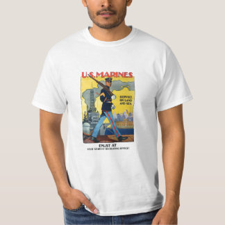 T-shirt U.S. Marines : Service sur la terre et la mer !