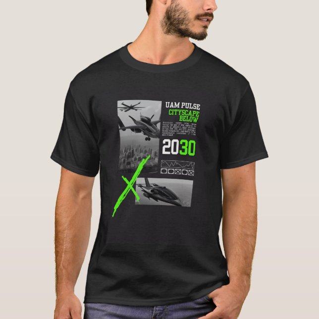 T-shirt UAM PULSE CITYSCAPE CI-DESSOUS pour Air Taxi AAM V (Devant)