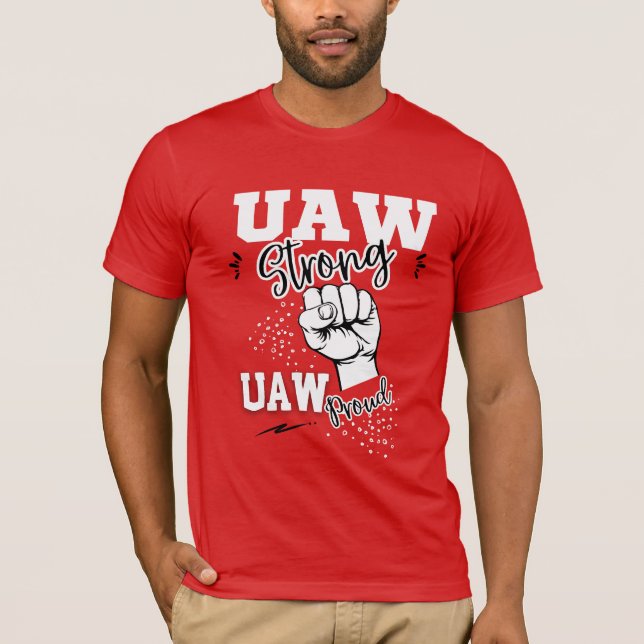 T-shirt UAW Strike United Auto Worker Union UAW Strong Red (Devant)