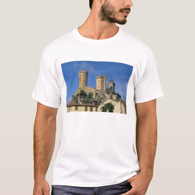 T-shirt UE, France, Foix, Ariège, Pyrénées. Château (Devant)