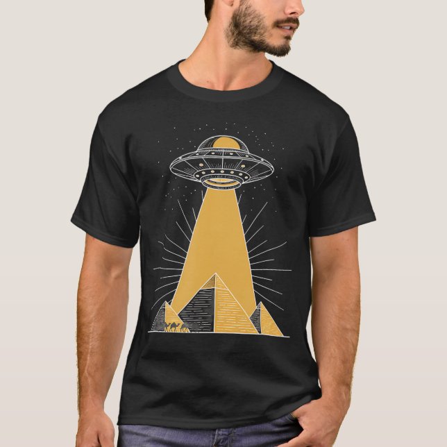 T-shirt Ufo Abduction Pyramid Alien Beam Sci Fi Ufo (Devant)