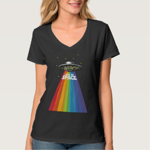 T-shirt Ufo Alien Gay pride Rainbow Space Ship Funny Lgbt