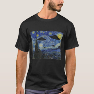 T-shirt UFO Alien Starry Night Van Gogh New Jersey Drones