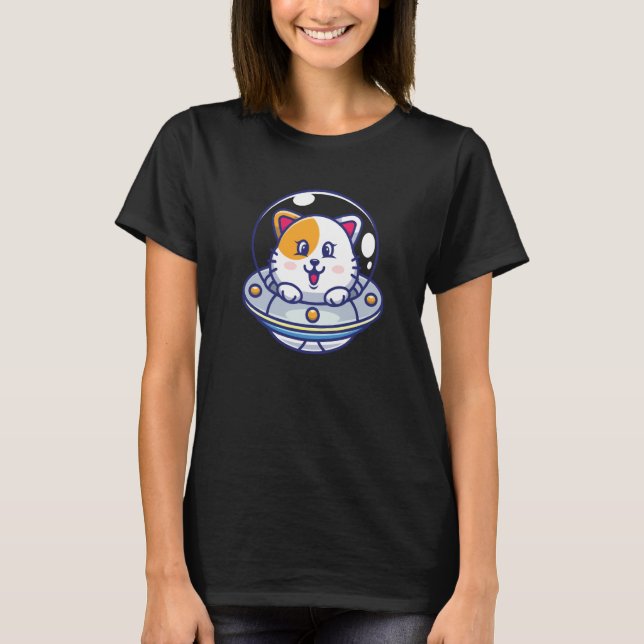 T-shirt Ufo Cats I Cat Cute Kitten Spaceship Space Kids (Devant)