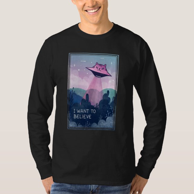 T-shirt Ufo Chat Enlèvement Amusant Alien Chat Je veux Bel (Devant)