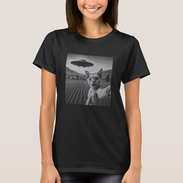 T-shirt UFO Devon Rex Chat Selfie avec Invasion Animal de  (Devant)