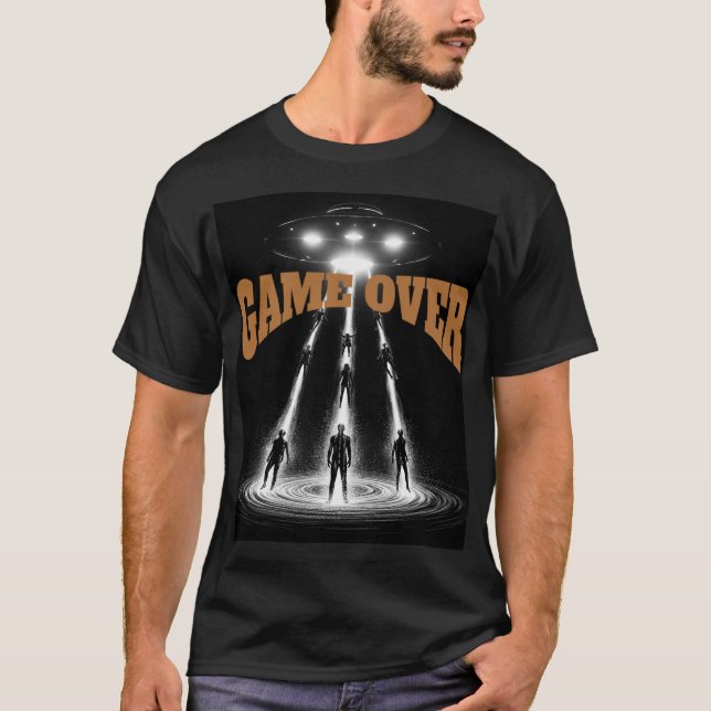 T-shirt UFO Encounter Over Distant Planet: Cosmic Abductio (Devant)