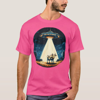 T-shirt Ufo Faisant Monter Une Vache Pour Des Aventures Al