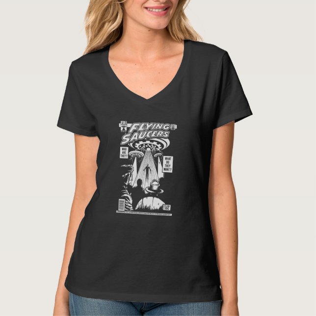 T-shirt UFO Flying Saucers UFA  Science Fiction Nerd and S (Devant)