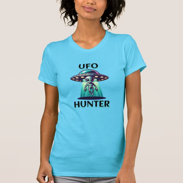 T-shirt UFO Hunter | Ai Art avec UFO et Alien (Devant)