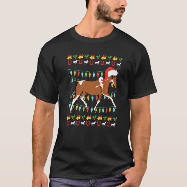 T-shirt Ugly Christmas horse rider equestrian Christmas (Devant)