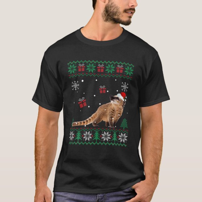 T-shirt Ugly Christmas Pajama Sweater Coati Animals Lover (Devant)