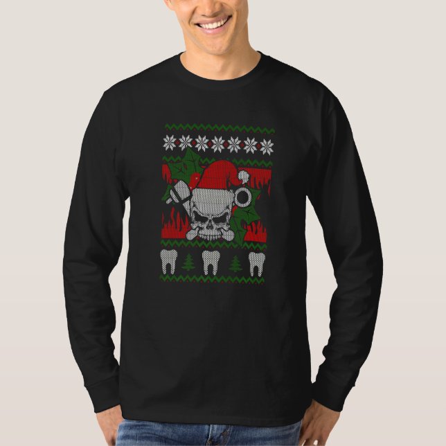 T-shirt Ugly Christmas Santa Skull Dentist  Xmas (Devant)