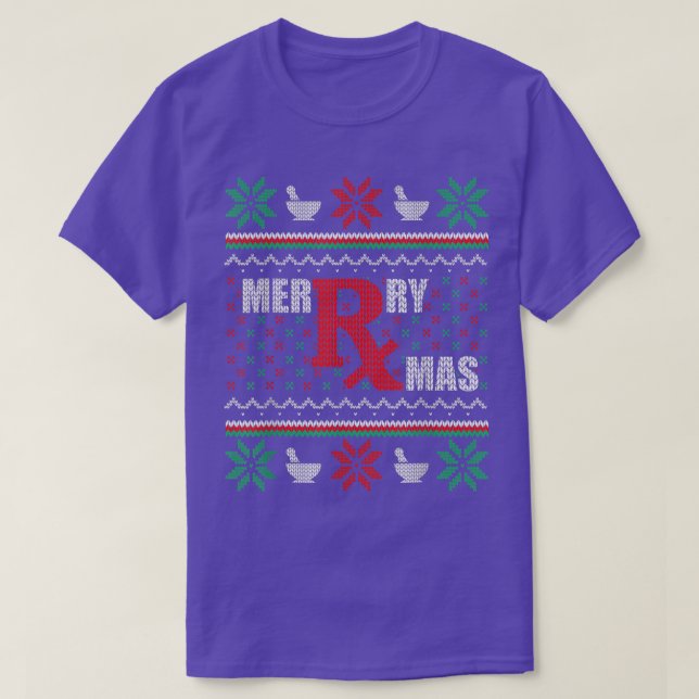 T-shirt Ugly Christmas Sweater Pharmacy Tech Merry Xmas Ph (Design devant)