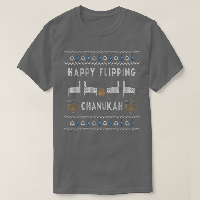 T-shirt Ugly Pinball Happy Flipping Chanukah Hanukkah Pinb (Design devant)