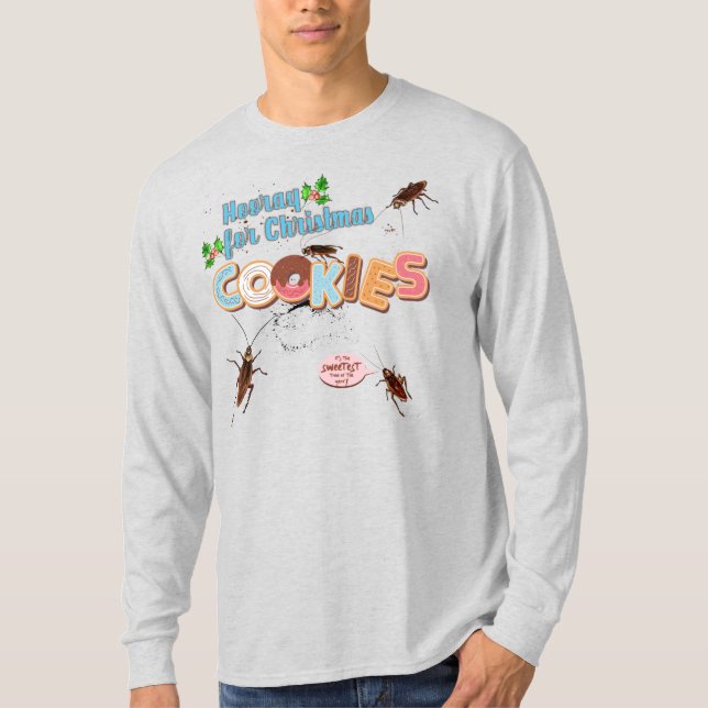 T-shirt Ugly sweater Christmas cockroach eating cookies (Devant)